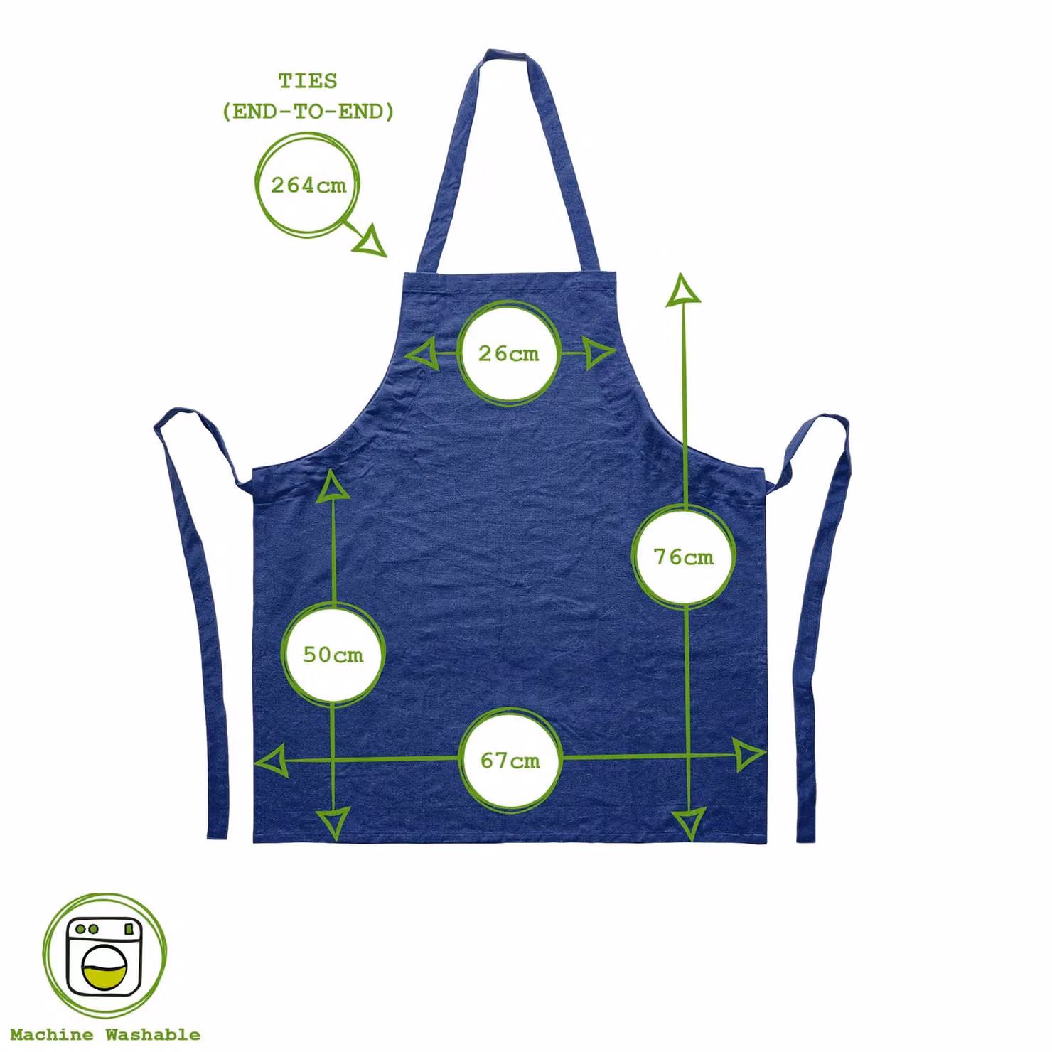 Nicola Spring Cotton Bib Aprons, Pack of 2, Navy Blue – 4