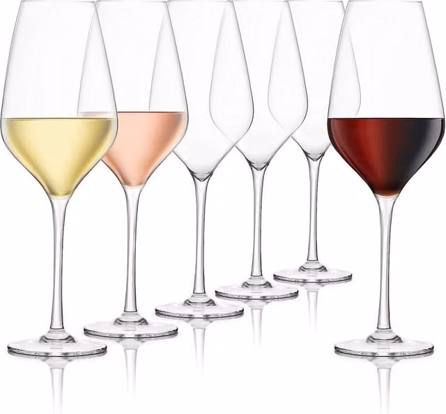 Final Touch Set of 6 Everyday Lead Free Crystal Wine Glasses, 620ml, Clear