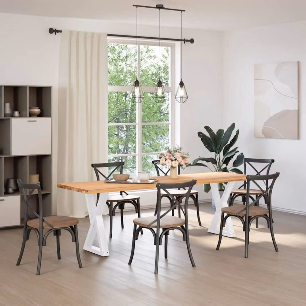 Berkfield Home Dining Table Legs, 2 Pieces, White Steel, H: 72-73.3 cm x W: 60 cm – 2