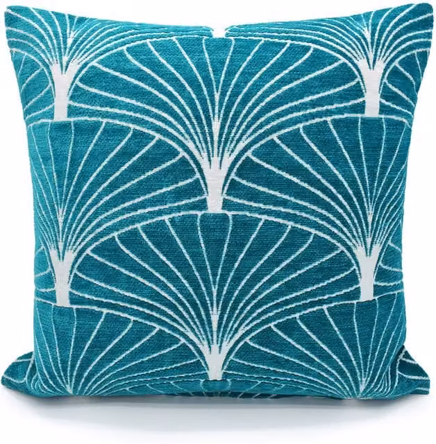 Velosso Modern Graphic Square Chenille Cushion in Petrol Green