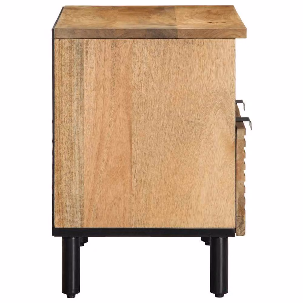 Berkfield Home Brown Mango Wood and Metal TV Cabinet, W: 70 cm, D: 33 cm, H: 46 cm – 3