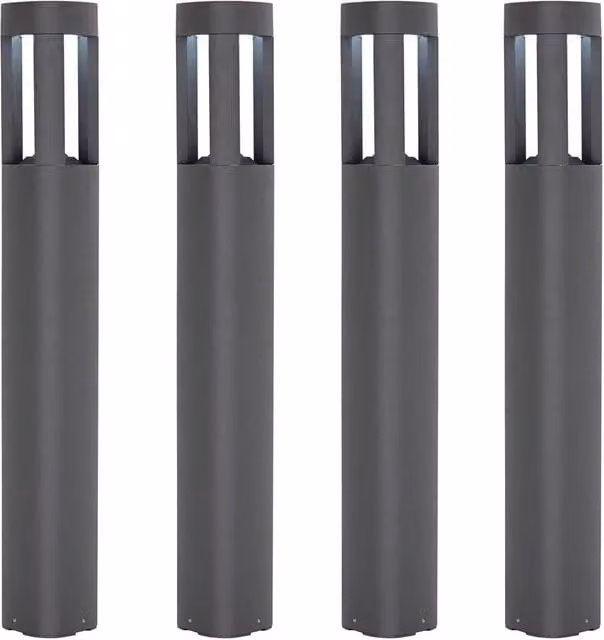 Loops 4 Pack Modern LED Outdoor Post Bollard Lights in Grey Aluminium with IP54 Rating – 1