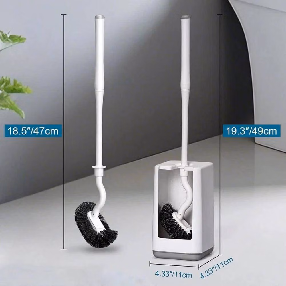 EONLION Freestanding Plastic Toilet Brush with Long Handle in White – 2