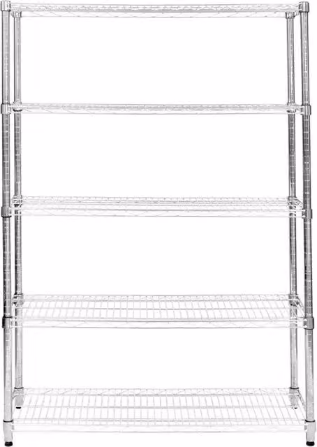 Kukoo Silver Metal Wire Racking with Adjustable Shelves, W/D/H: 45 x 150 x 180 cm