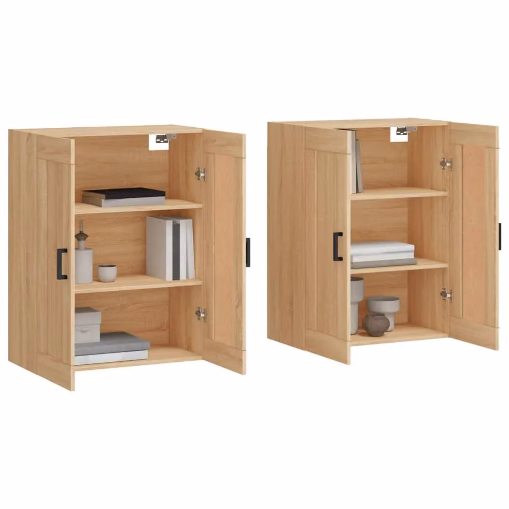 Berkfield Home Set of 2 Wall Mounted Cabinets in Sonoma Oak Brown Engineered Wood – 2