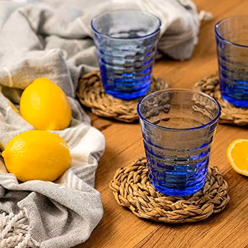Duralex Prisme Geometric Glass Tumblers, Blue, 220ml, Pack of 8 – 2
