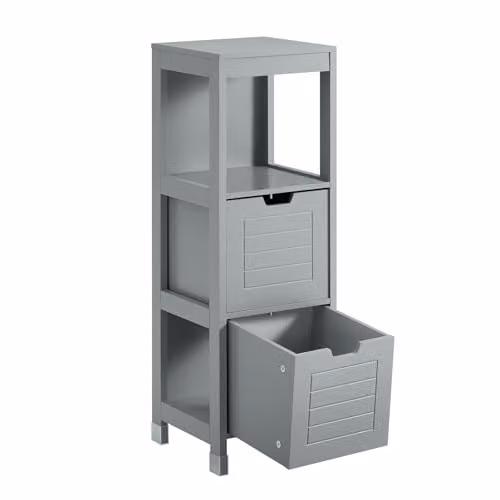 SoBuy Grey Bathroom Storage Cabinet with 2 Drawers, W/D/H: 30 x 30 x 89 cm