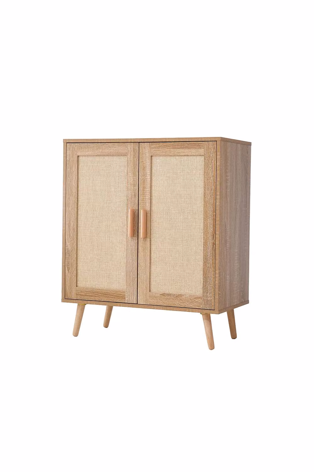 H&O Direct Scandinavian Style Standalone Sideboard Storage Cabinet in Beige Wood and Rattan – 3