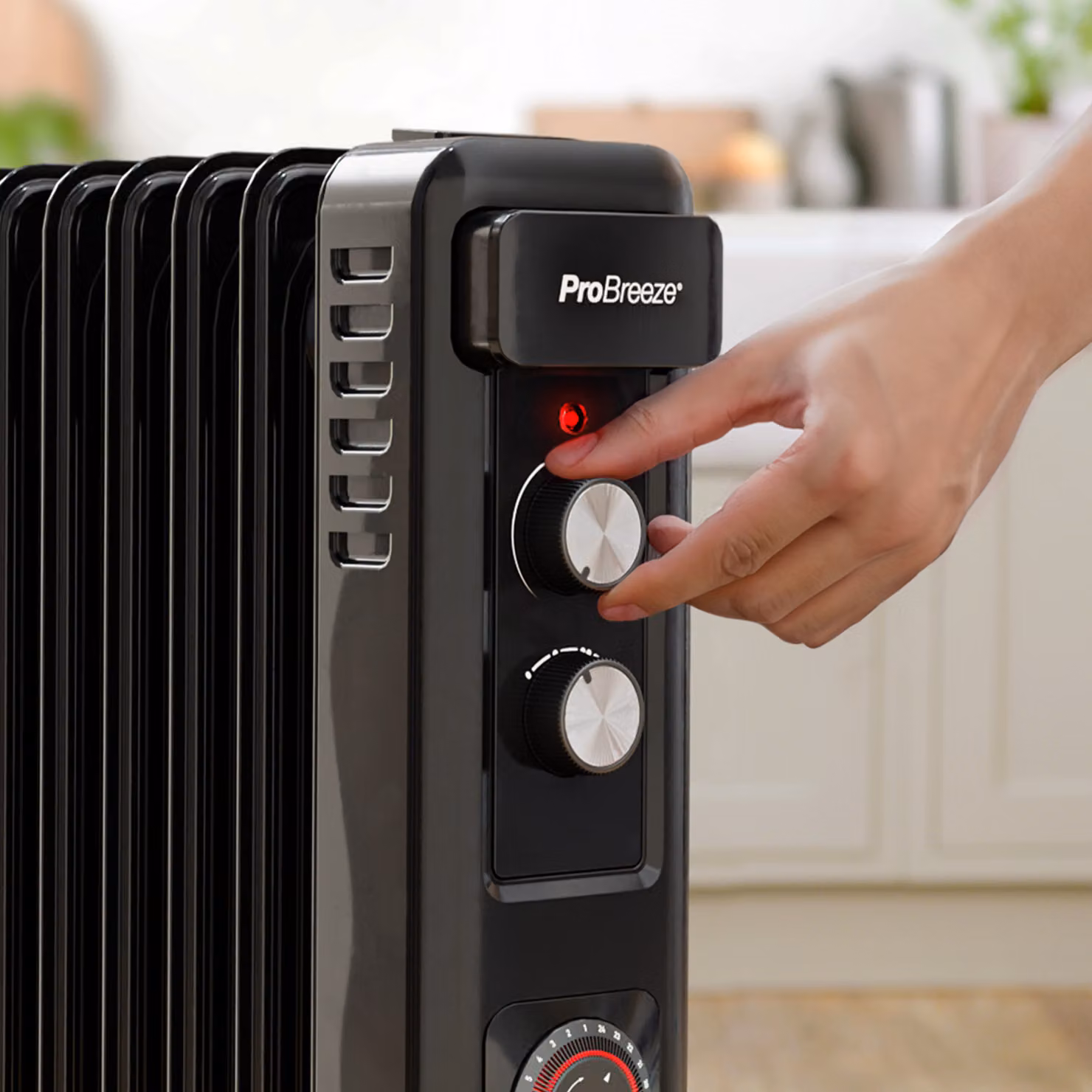 Pro Breeze 2500W Compact Oil Filled Radiator with Thermostat Control, Black – 3