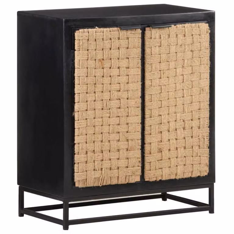 Berkfield Home Black Solid Mango Wood Sideboard W/D/H: 60 x 35 x 70 cm