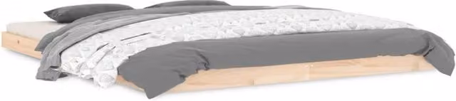 Berkfield Home Solid Wood Pine Bed Frame in Beige, W/D/H: 200 x 160 x 9 cm