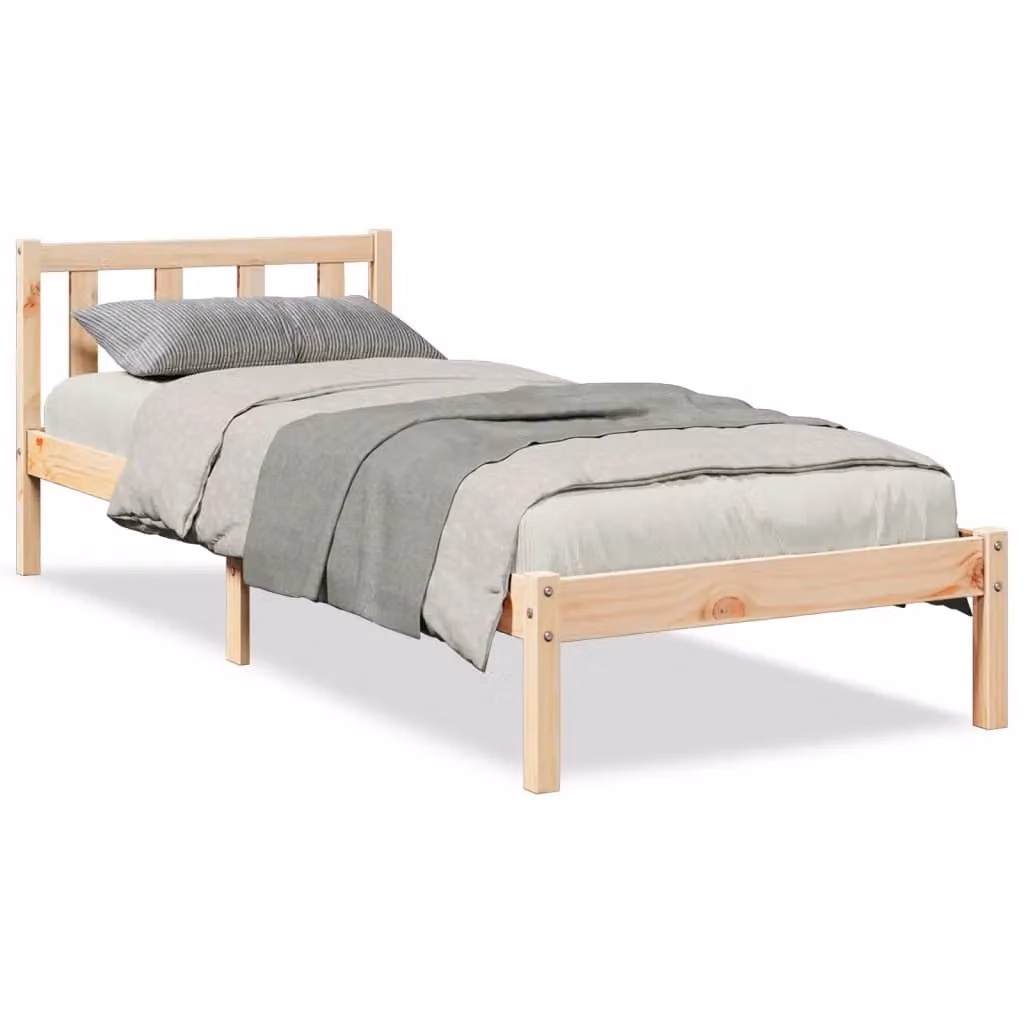 Berkfield Home Extra Long Solid Wood Pine Bed Frame in Brown W/D/H: 80 x 220 cm – 2
