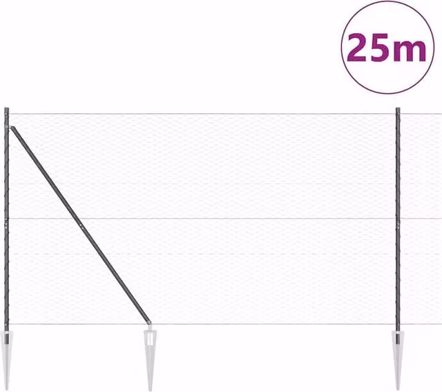 Berkfield Home Grey Steel Hexagon Fence, W: 25 m, H: 1.6 m – 1
