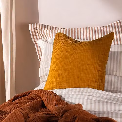Riva Home Square Cotton Cushion with Removable Polyester Filling, Brown/Orange, W/D/H: 45 x 45 x 45 cm – 3