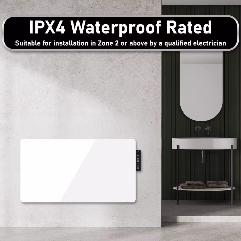 MYLEK 2kW White Glass Panel Electric Radiator with WiFi and App Control – 4