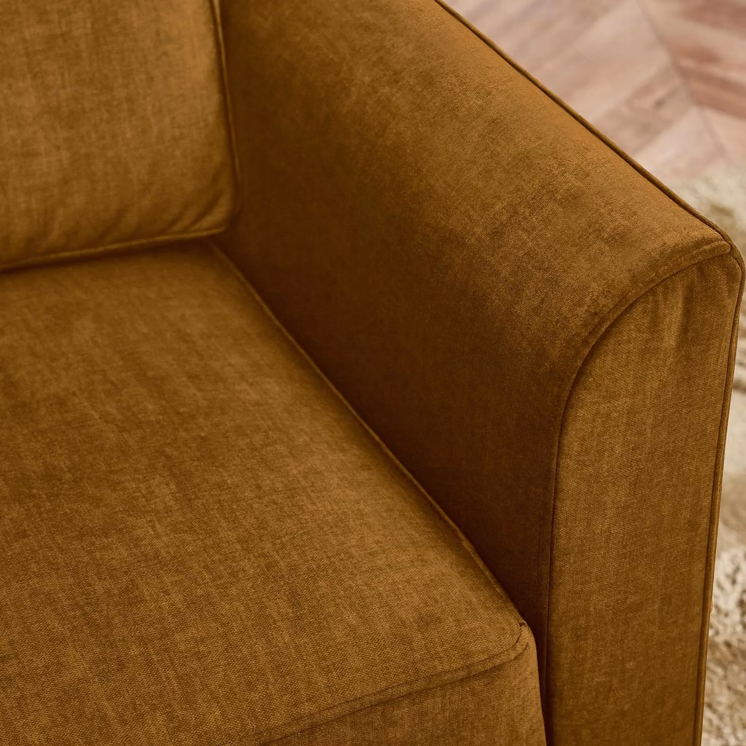 FurnitureboxUK Logan Orange Fabric Armchair with Solid Wood Frame – 2