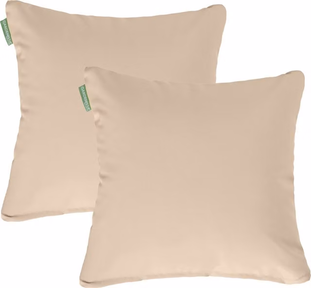 Gardenista Set of 2 Square Garden Scatter Cushions in Sand Beige Polyester with Removable Washable Covers