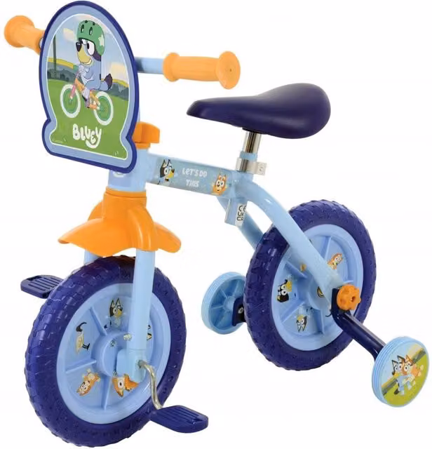 MV Sports Bluey 2-in-1 10 inch Height Adjustable Training Bike in Blue