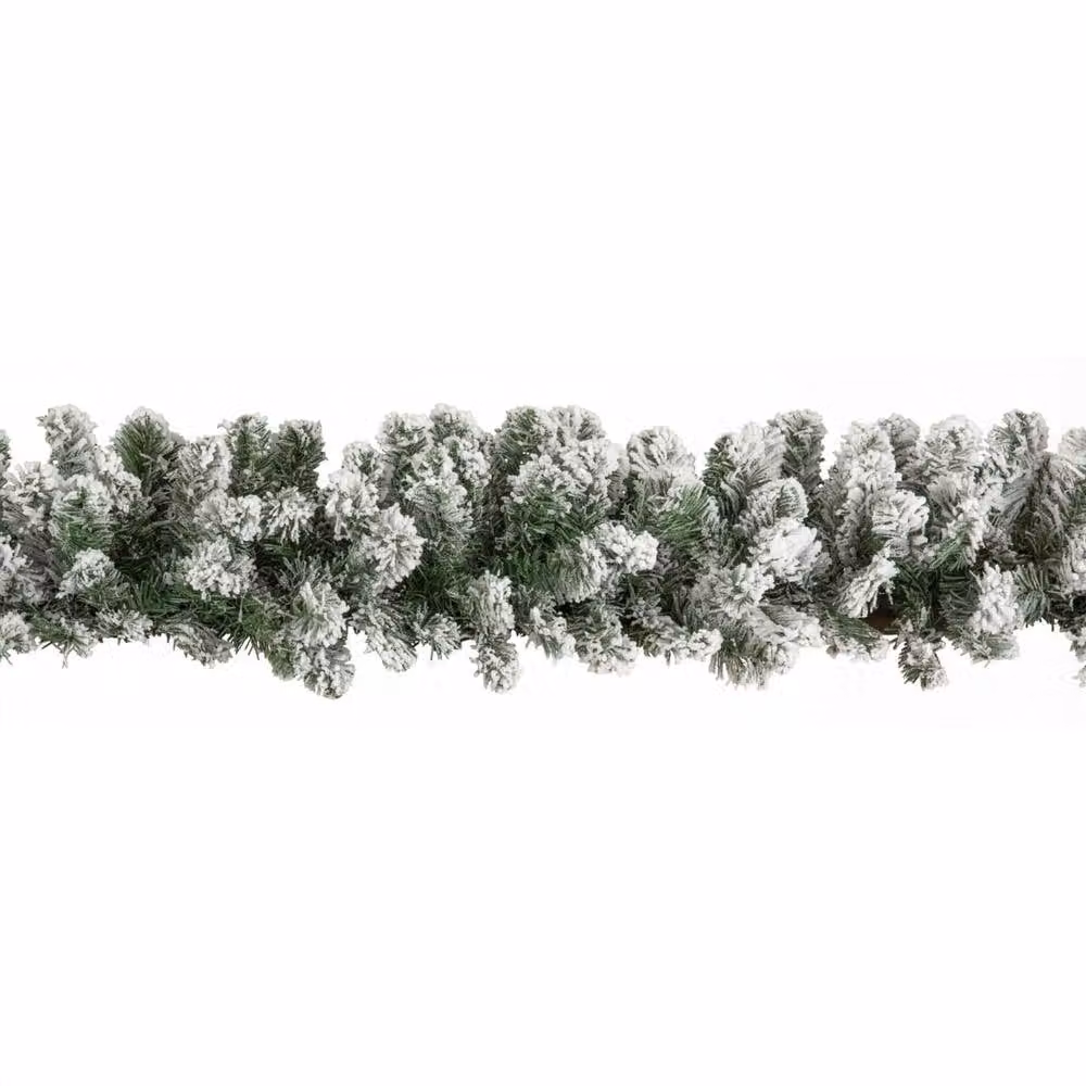 Samuel Alexander Luxury Imperial Green Snowflocked Christmas Garland, 2.7m – 2
