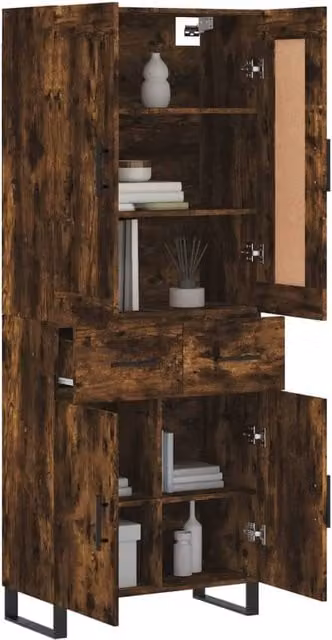 Berkfield Home Smoked Oak Highboard in Brown, W/D/H: 69.5 x 34 x 180 cm – 1