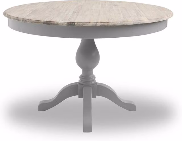 Statement Furniture Florence Round Pedestal Dining Table in Light Grey, Diameter: 120 cm, Height: 78 cm