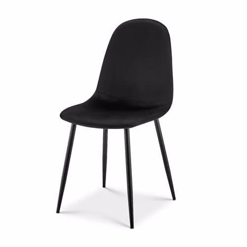 Bravich LTD Ron Velvet Dining Chair in Black with Metal Legs