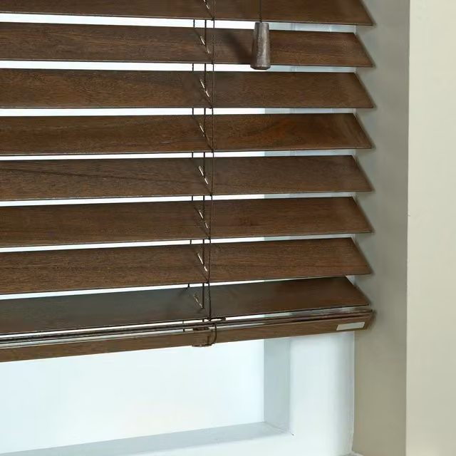 Terrys Elementi 50mm Made To Measure Wooden Venetian Blind in Fired Walnut Brown