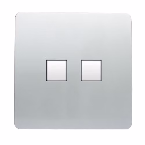 Trendi Switch 2 Gang RJ45 Cat 6 Ethernet and Telephone Secondary Socket in Platinum Silver Art-TLP+PC6SI