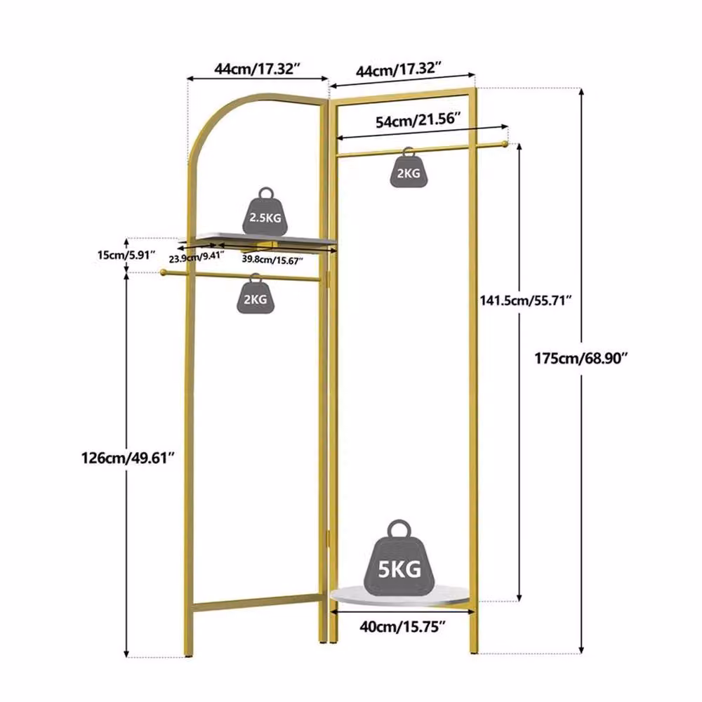 Kelvenix Modern Metal Hall Tree with Bench and Continuous Linear Rail in Glossy Gold – 2