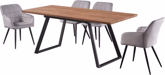 Life Interiors Camden Toga LUX Extendable Dining Set with Rectangular Table and 4 Grey Chairs