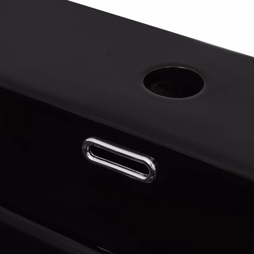 Berkfield Black Ceramic Rectangular Wall Mounted Basin with Faucet Hole W/D/H: 51.5 x 38.5 x 15 cm – 3