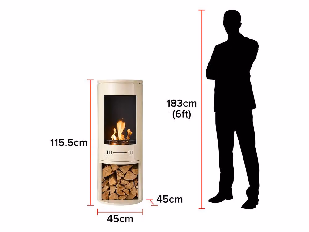 Adam Fires & Fireplaces Sureflame Barilo Bio Ethanol Stove in Cream/Beige – 6