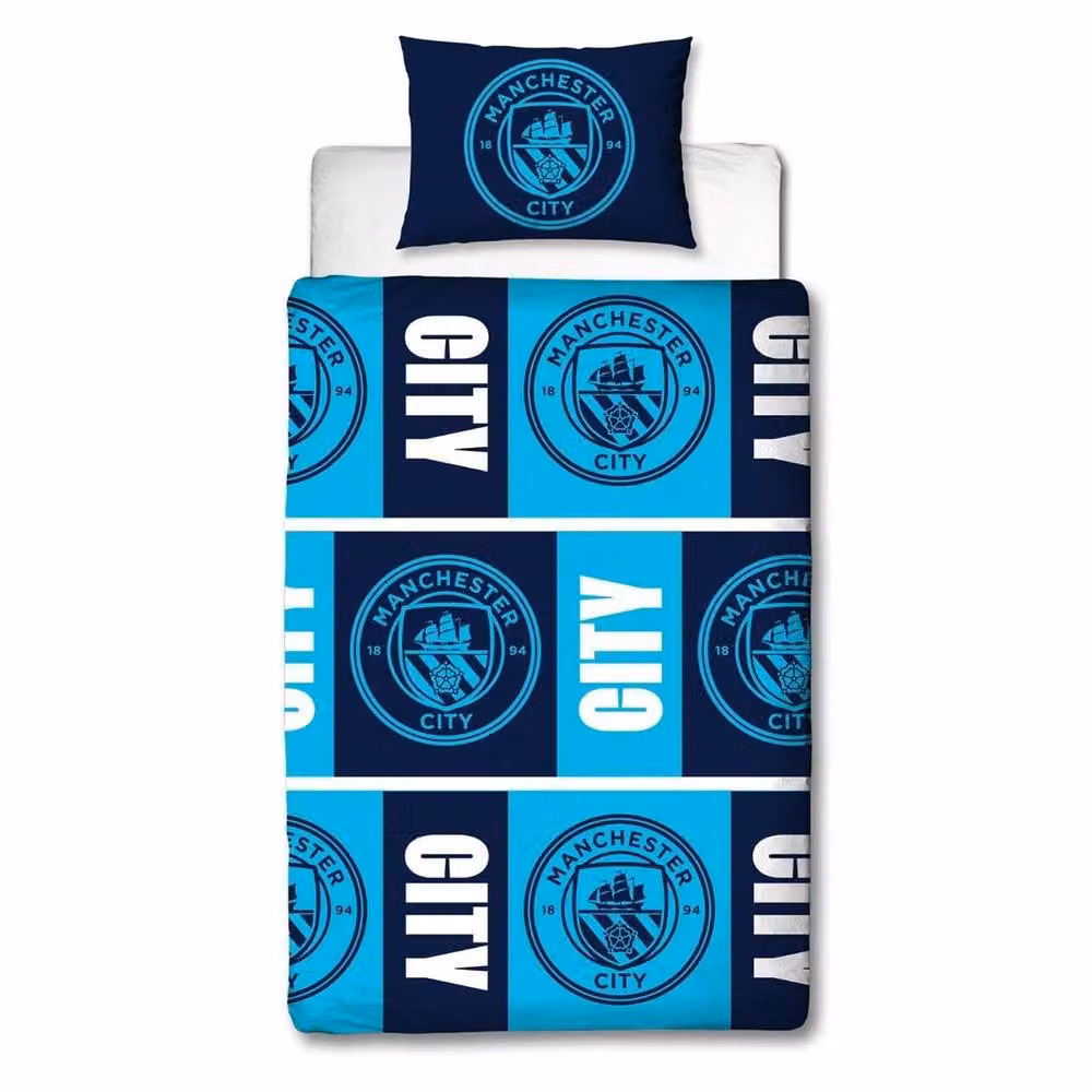 Manchester City FC 91 Rotary Reversible Duvet Cover and Pillowcase Set in Dark Blue, W/D/H: 140 x 200 cm – 2