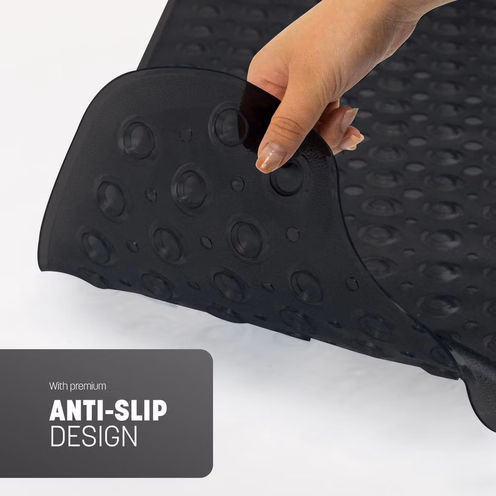 Keplin Non-Slip Machine Washable Bath Mat, Black, W/D: 100 x 40 cm – 5