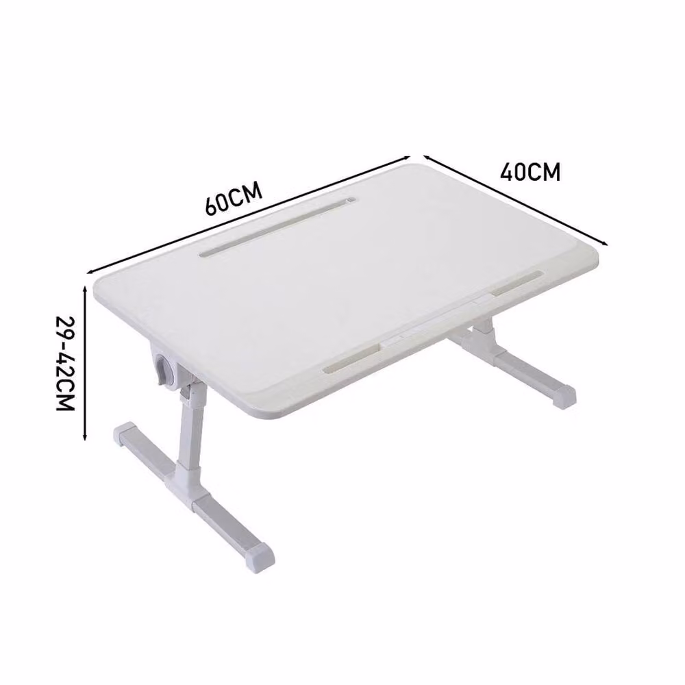 PAWNORA White Height Adjustable Bed Tray Table with Tilting Top and MDF Laminate Finish – 2
