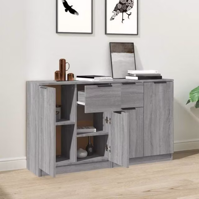 Berkfield Home Set of 2 Modern Grey Sonoma Sideboards in Engineered Wood W/D/H: 60 x 30 x 70 cm – 1