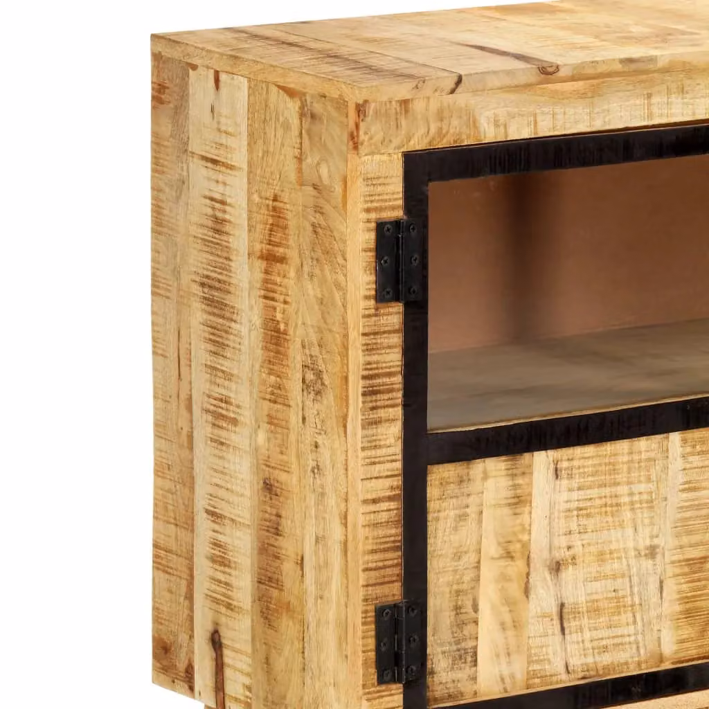 Berkfield Home Industrial Sideboard in Brown and Black Solid Rough Mango Wood W/D/H: 160 x 30 x 80 cm – 3