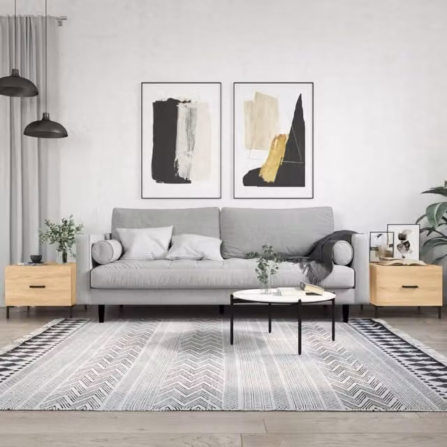 Berkfield Home Set of 2 Sonoma Oak Coffee Tables in Brown, W/D/H: 50 x 50 x 40 cm
