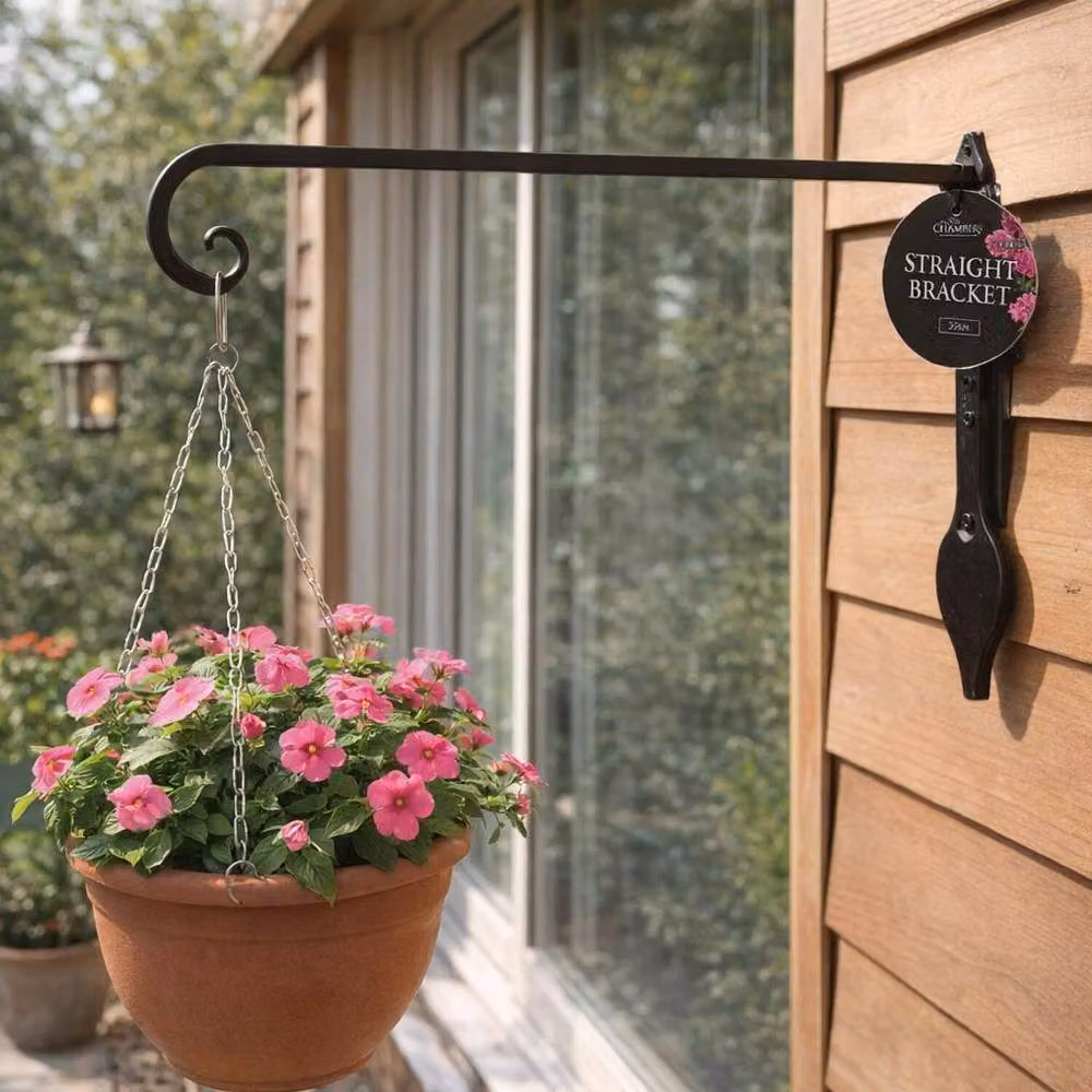 Tom Chambers Black Steel Straight Hanging Basket Bracket, 30cm – 2