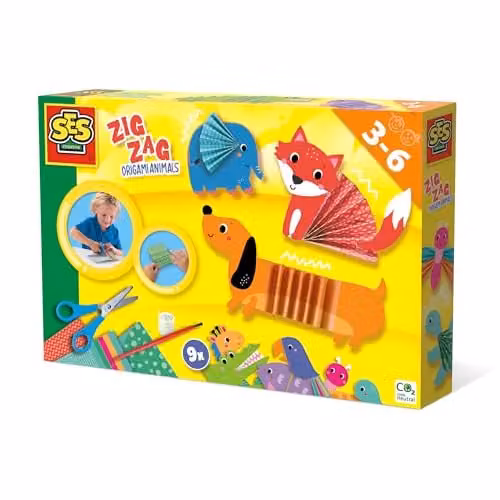 SES Creative 14026 Zig Zag Origami Animals Multicolour Paper Craft Kit