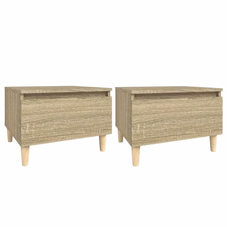 Berkfield Home Set of 2 Sonoma Oak Side Tables in Light Brown, W/D/H: 50 x 46 x 35 cm