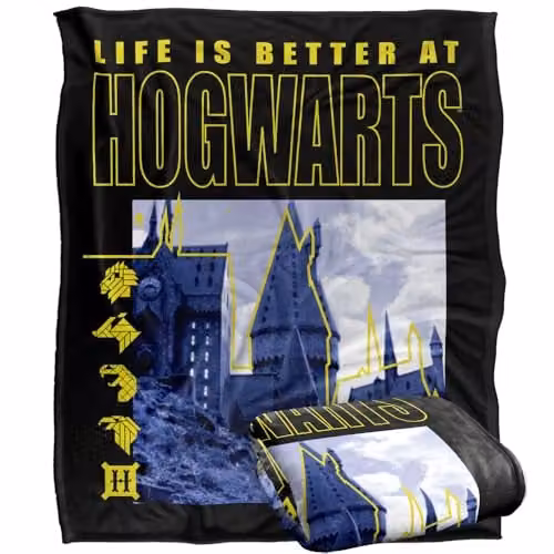 Warner Bros. Harry Potter Life Is Better At Hogwarts Super Soft Fleece Throw Blanket, Multicolour, W: 152 cm, D: 127 cm – 1