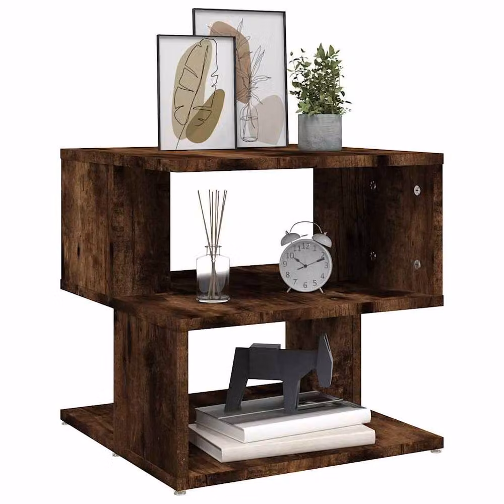 Berkfield Home Smoked Oak Side Table in Brown, W/D/H: 40 x 40 x 40 cm – 5