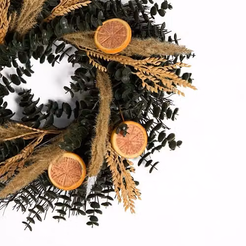 OHS Artificial Dried Orange Wreath in Orange and Green, Diameter: 40 cm – 3