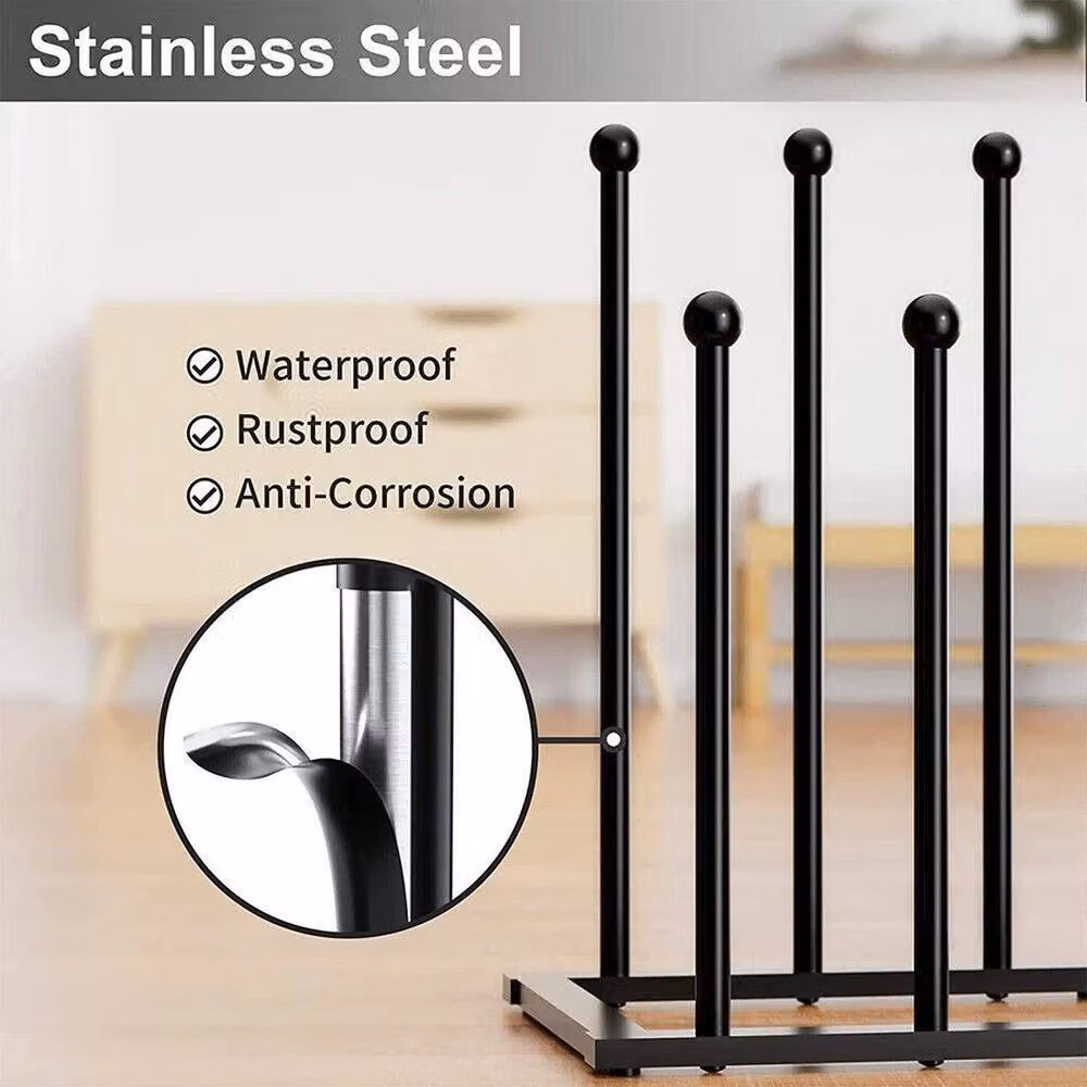 Kelvenix Black Metal Freestanding Wellington Boot and Shoe Rack for 4 Pairs – 3