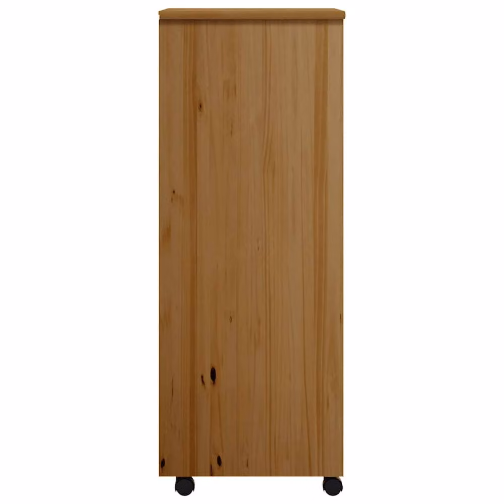 Berkfield Home MOSS Rolling Cabinet with Drawers in Honey Brown Solid Pine Wood – 4
