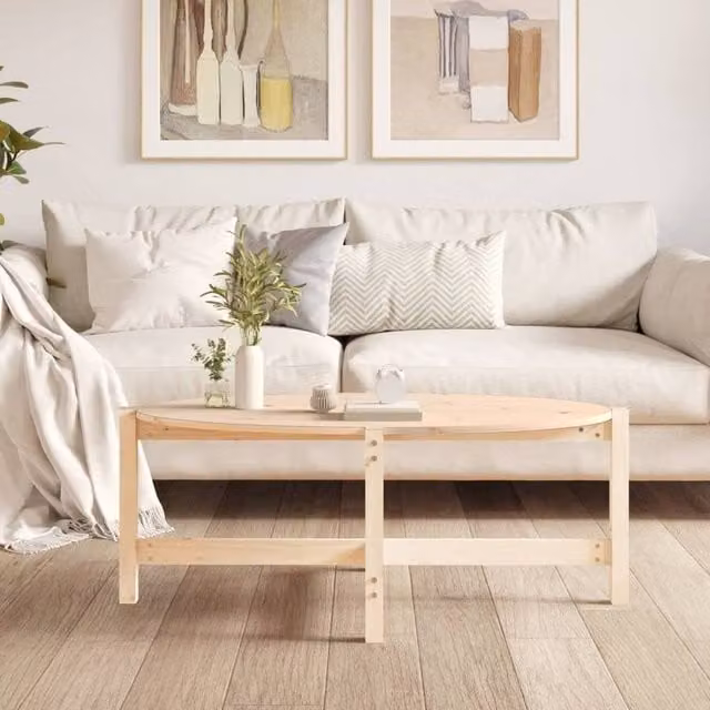 Berkfield Home Beautiful Coffee Table in Light Tan Solid Pine, W: 118 cm, D: 63 cm, H: 45 cm – 1