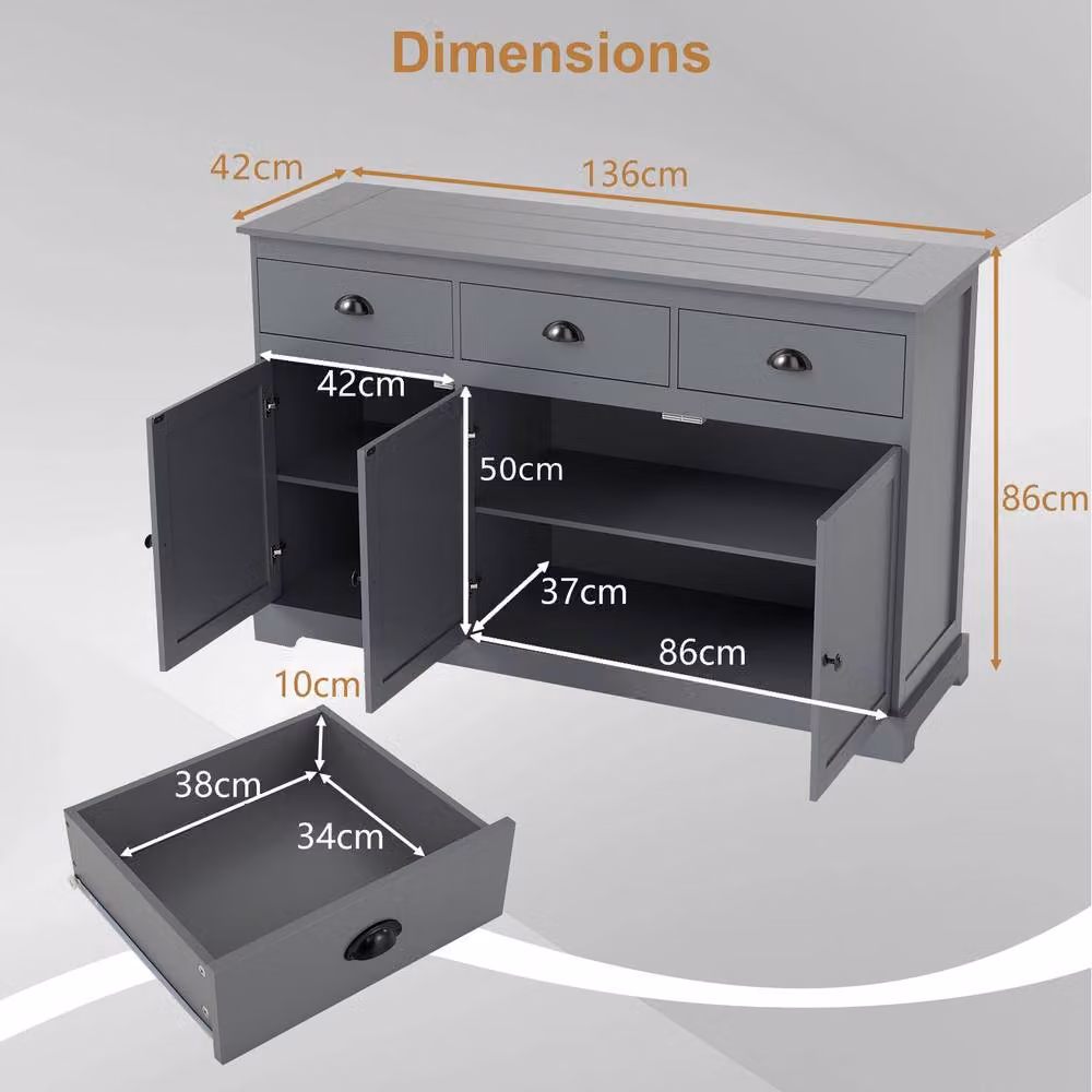 Costway Modern Buffet Sideboard in Grey – 2
