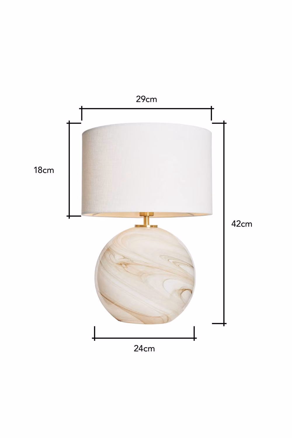 BHS Lighting Lewis Marble Effect Glass Table Lamp in Brown and Gold/Brass – 3