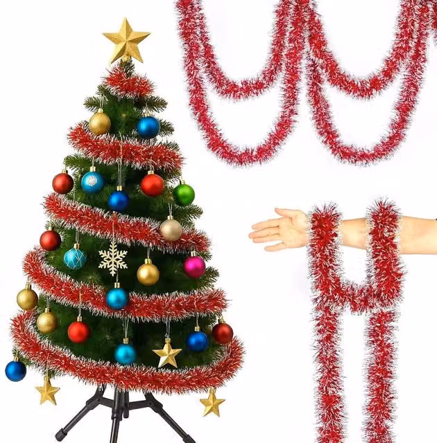 EONLION Red Christmas Tinsel Garland – 1